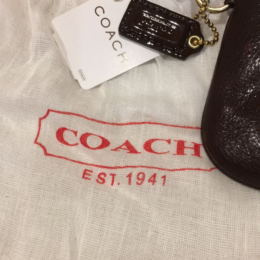 Coach Est 1941 Clutch Mini Handbag NWT keychain Chocolate Brown Leather Zip - Picture 4 of 16